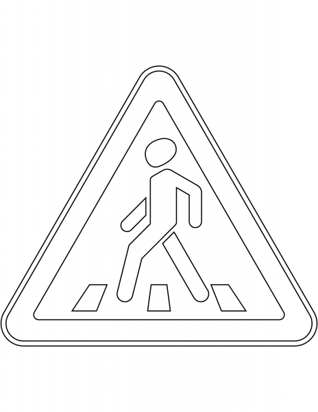 “Pedestrian Crossing Ahead” Sign in Russia coloring page image