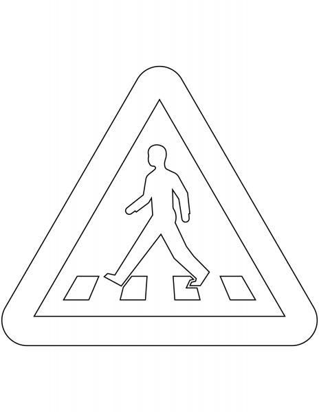 “Pedestrian Crossing Ahead” Sign in Sweden coloring page image