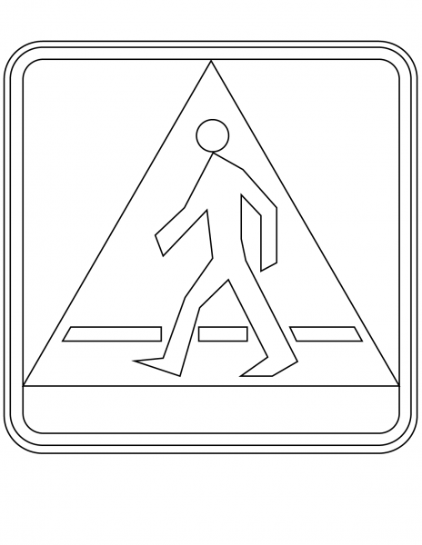Pedestrian Crossing D-6 coloring page image