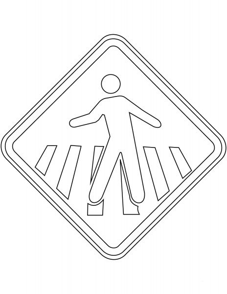 “Pedestrian Crossing” Sign in Brazil coloring page image