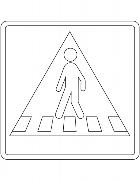 “Pedestrian Crossing” Sign in Denmark coloring page image