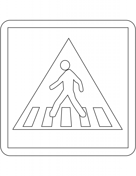“Pedestrian Crossing” Sign in France coloring page image