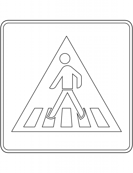 “Pedestrian Crossing” Sign in Germany coloring page image