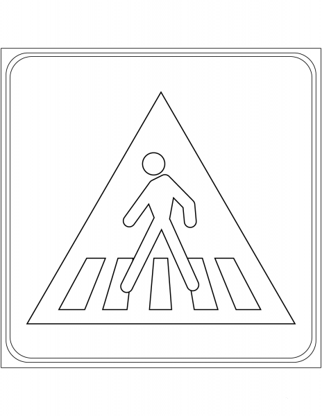 “Pedestrian Crossing” Sign in Italy coloring page image