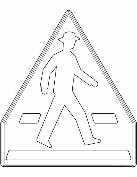 “Pedestrian Crossing” Sign in Japan coloring page image
