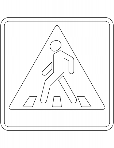 “Pedestrian Crossing” Sign in Russia coloring page image