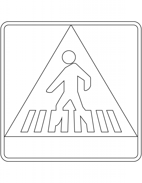 “Pedestrian Crossing” Sign in Spain coloring page image