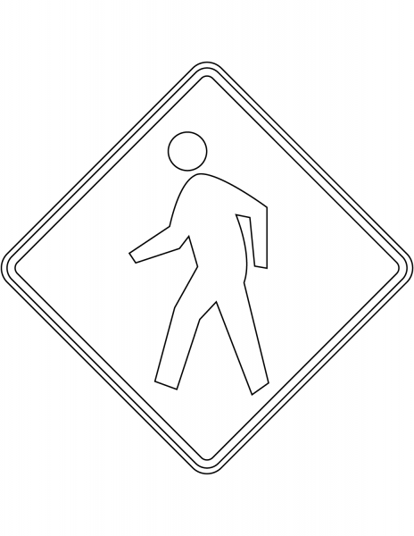 “Pedestrian Crossing” Sign in the USA coloring page image