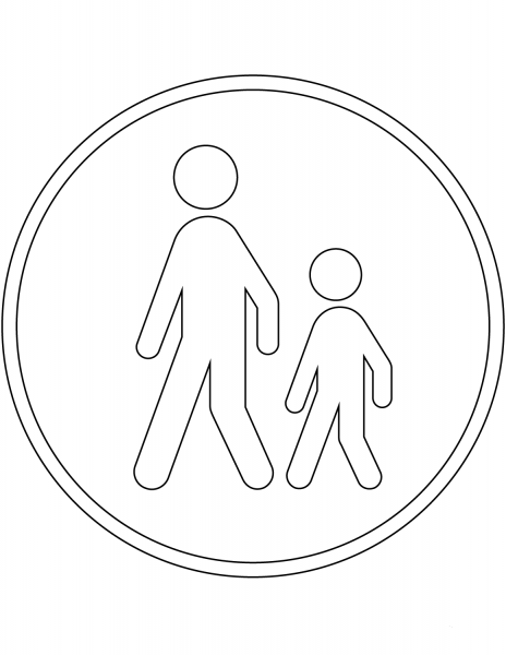 “Pedestrians Only” Sign in Denmark coloring page image