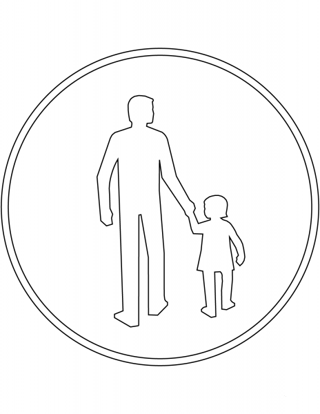 “Pedestrians Only” Sign in Finland coloring page image