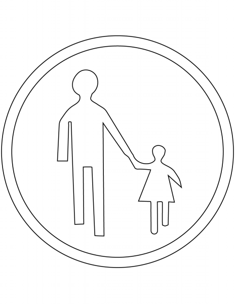 “Pedestrians Only” Sign in France coloring page image