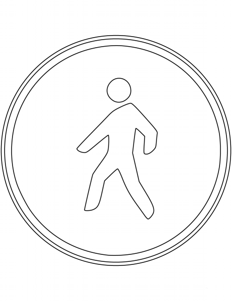 “Pedestrians Only” Sign in Spain coloring page image