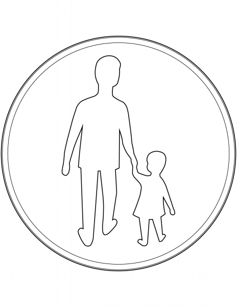 “Pedestrians Only” Sign in Sweden coloring page image