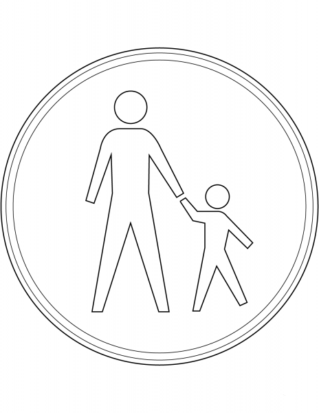 “Pedestrians Only” Sign in the Netherlands coloring page image