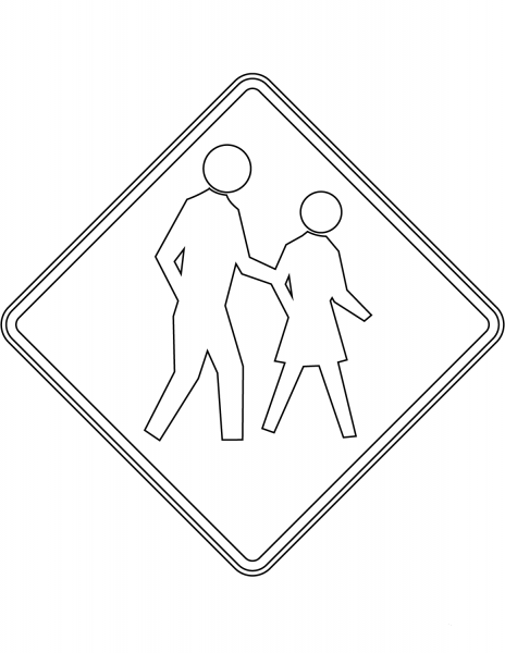 “Pedestrians” Sign in Australia coloring page image