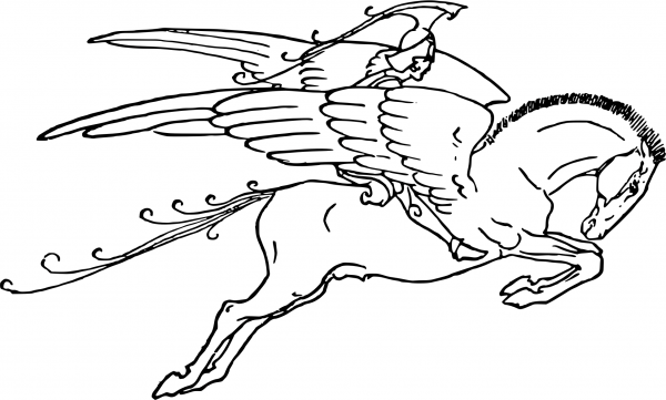 Pegasus and a Rider coloring page image