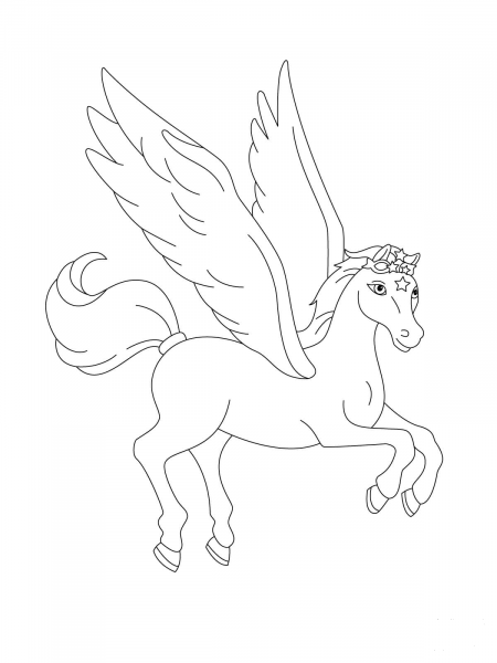Pegasus Flying coloring page image