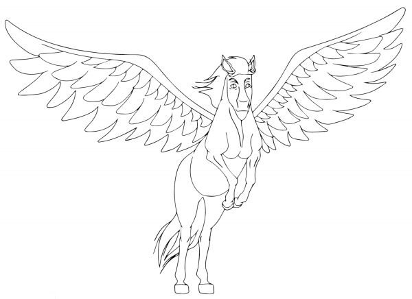 Pegasus is Taking off coloring page image