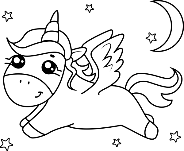 Pegasus Unicorn coloring page image