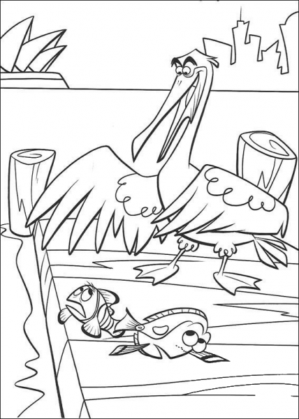 Pelican Helps Marlin  coloring page image
