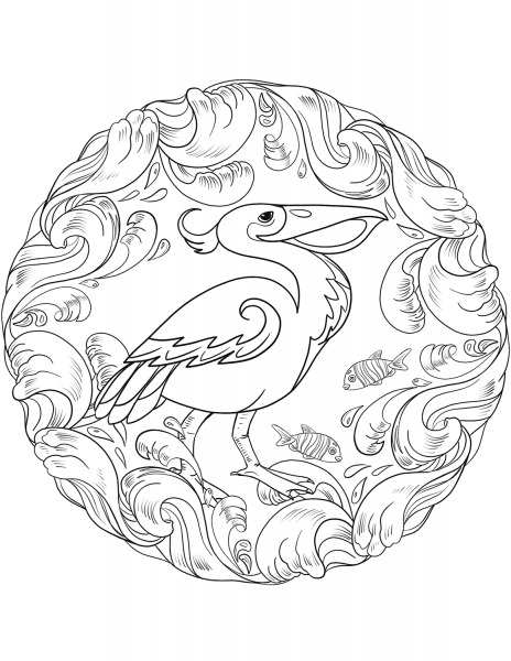 Pelican Mandala coloring page image