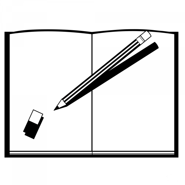 Pencil and Eraser coloring page image