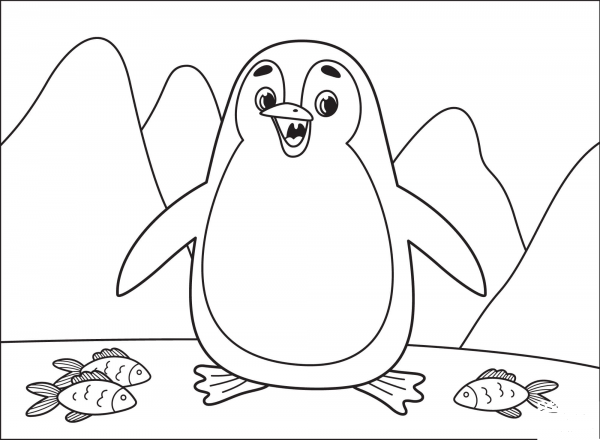 Penguin coloring page image