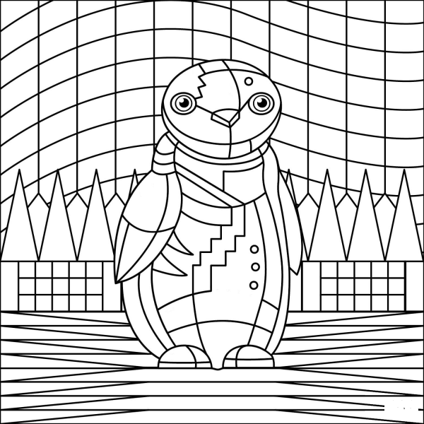 Penguin coloring page image