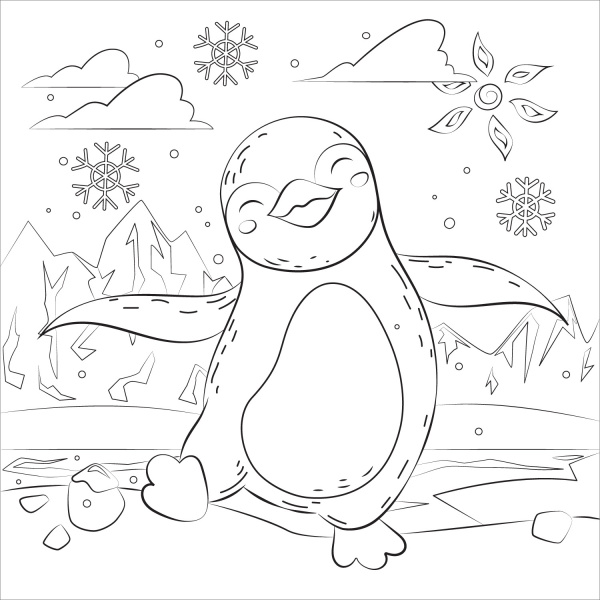 Penguin coloring page image