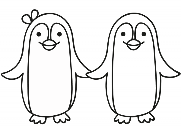 Penguin Couple coloring page image