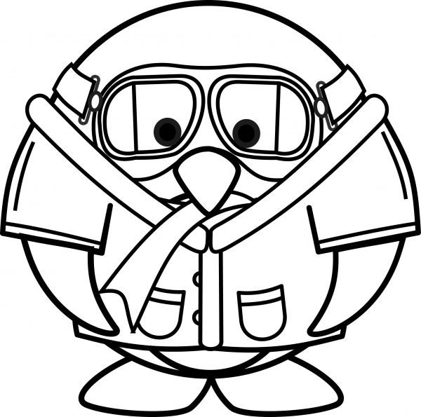 Penguin Pilot coloring page image