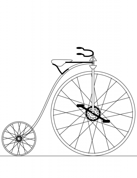 Penny-farthing bicycle coloring page image
