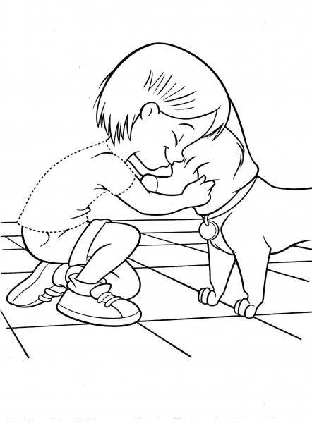 Penny With Dog  coloring page image