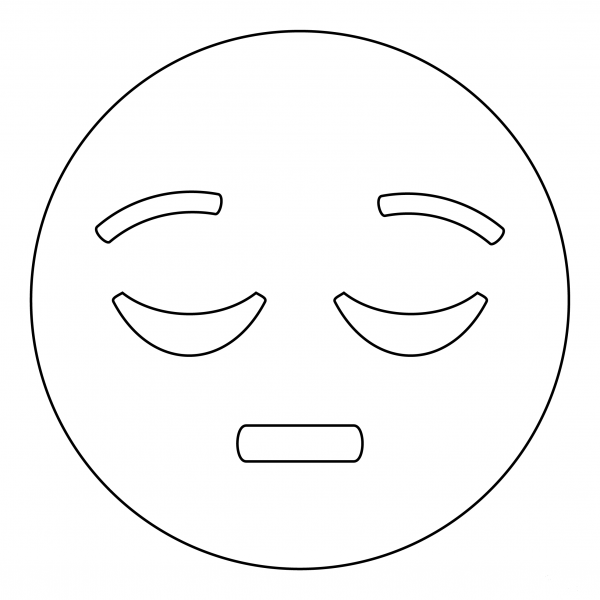 Pensive Face coloring page image