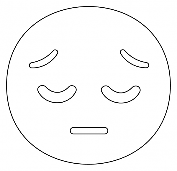 Pensive Face Emoji coloring page image
