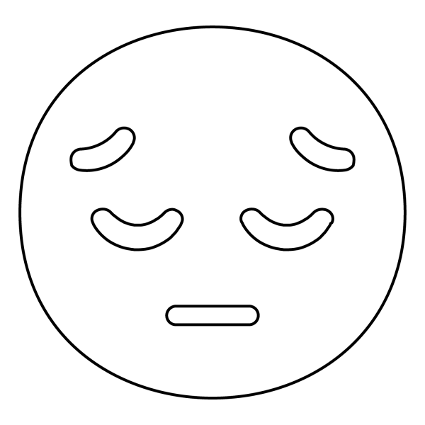 Pensive Face Emoji coloring page image