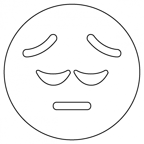 Pensive Face Emoji coloring page image