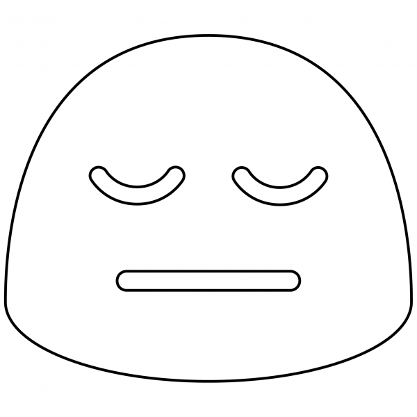 Pensive Face Emoji coloring page image