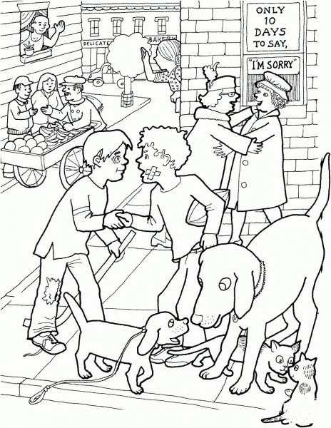 People are celebrating Yom Kippur coloring page image