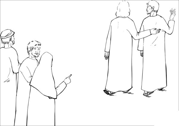 People Began to Mutter That Jesus Has Gone to Be the Guest of a Sinner coloring page image