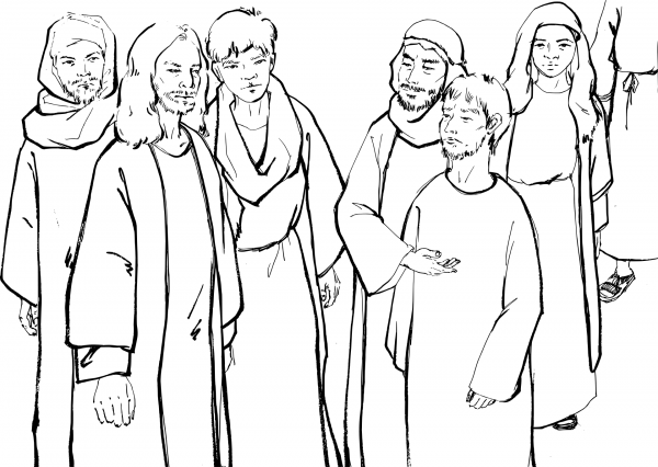 People Brought to Jesus a Man Who was Deaf and Mute coloring page image
