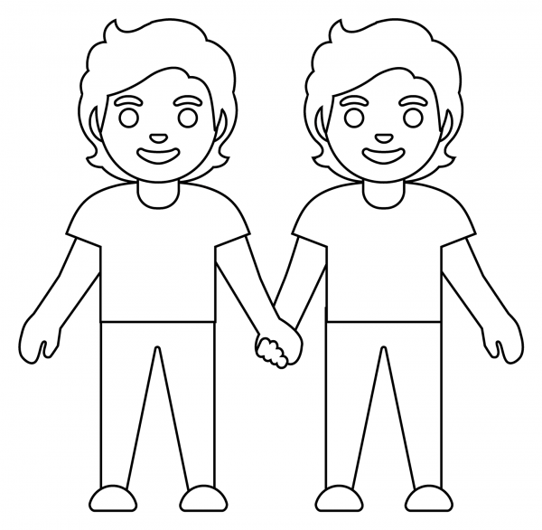 People Holding Hands Emoji coloring page image