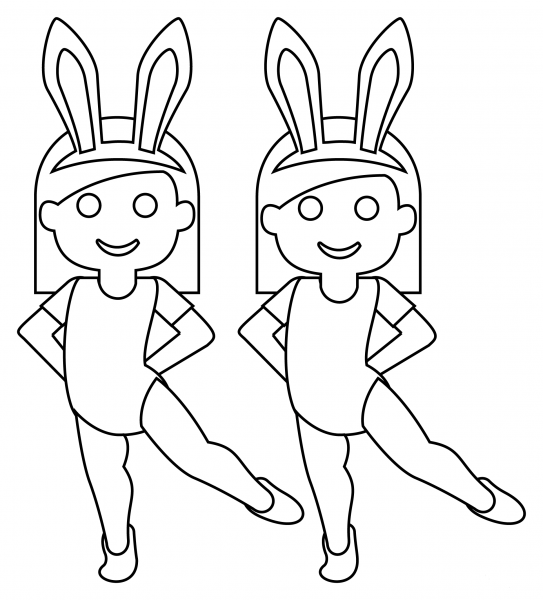 People with Bunny Ears coloring page image