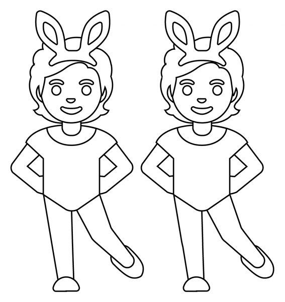 People with Bunny Ears Emoji coloring page image
