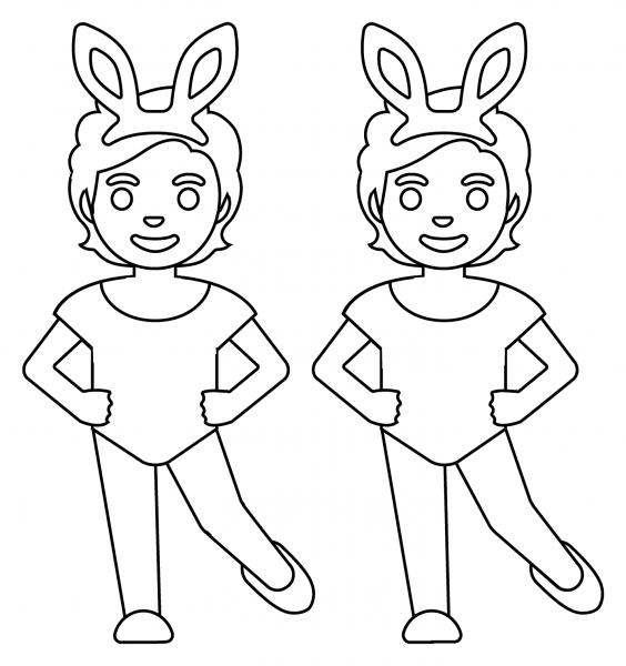 People with Bunny Ears Emoji coloring page image