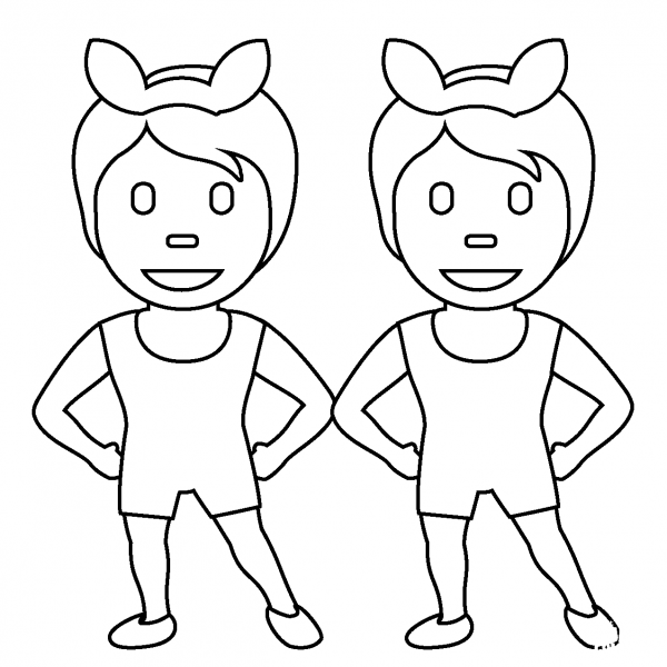 People with Bunny Ears Emoji coloring page image