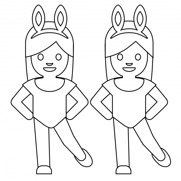 People with Bunny Ears Emoji coloring page image