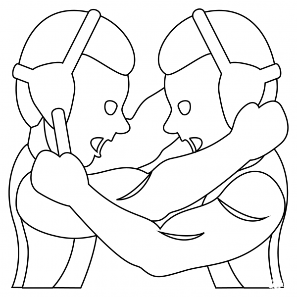 People Wrestling coloring page image