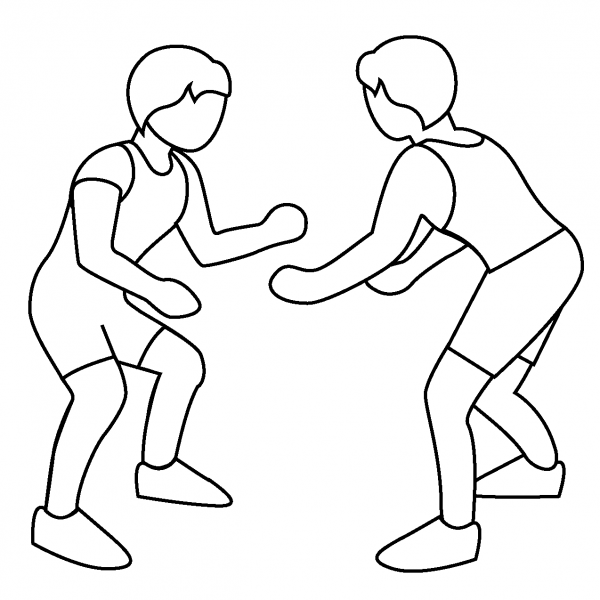 People Wrestling Emoji coloring page image