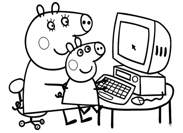 Peppa with Mummy coloring page image